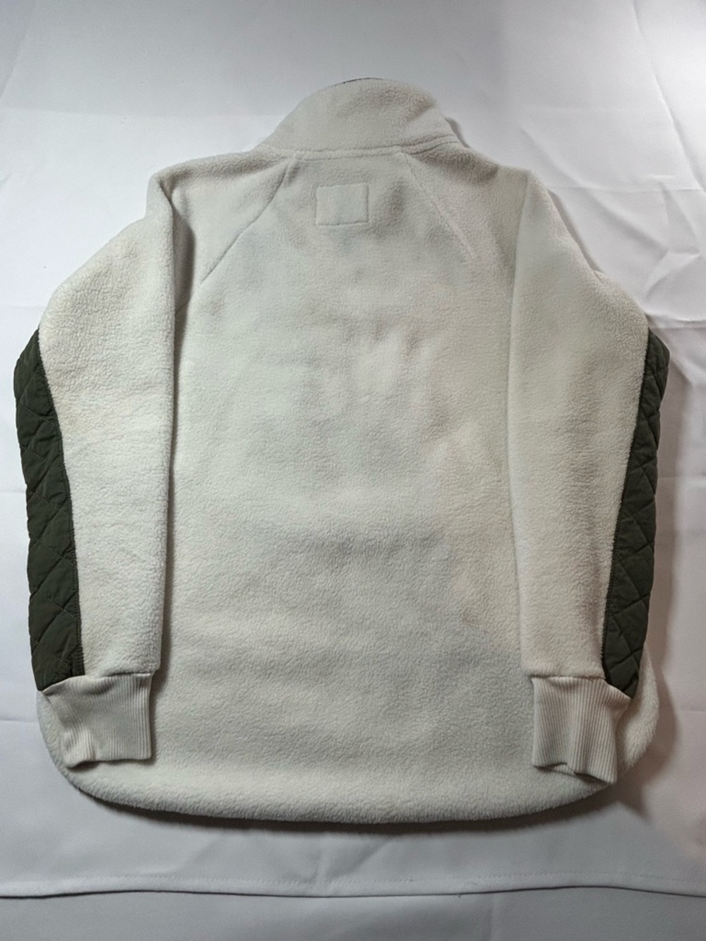 Abercrombie & Fitch Cream Sherpa Fleece with Olive Trim - Picture 7 of 15